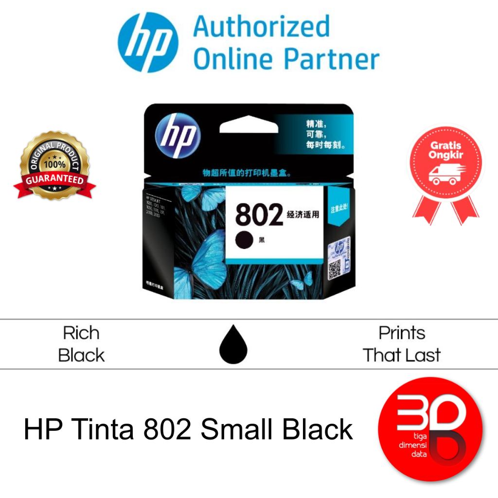 HP Tinta Printer 802 Small Black Original [CH561ZZ]