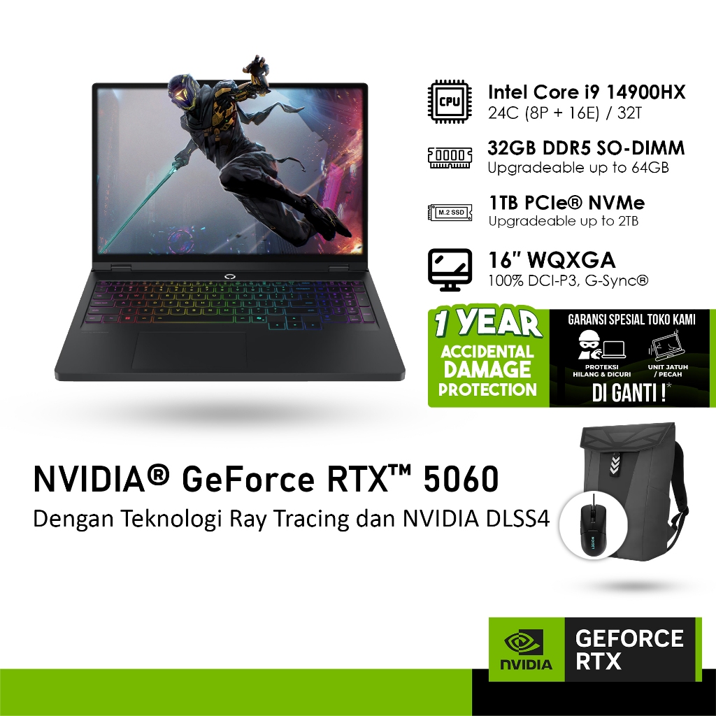 LENOVO LEGION PRO 5 16 16IRX10 GeForce RTX™ 5060 8GB - I9 14900HX 32GB 1TB WINDOWS 11 WQXGA - 54ID