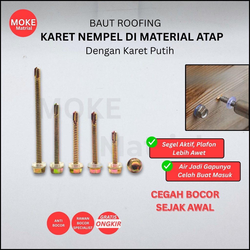 Jual Skrup Ruping Baut Baja Ringan 12x25 sd 70mm / Baut Roofing Kuning ...