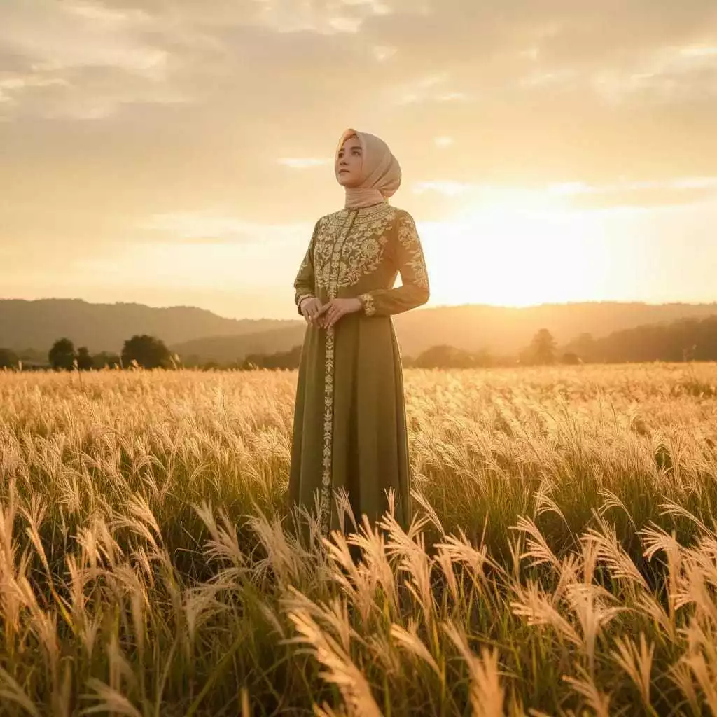 Gamis Bordir Tuqba Swaroski Bahan Katun Toyobo digunakan untuk acara formal