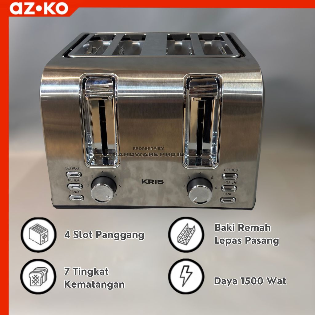 Jual Kris Toaster 4 Slice 1500 Watt - Silver Pemanggang Roti Bread ...