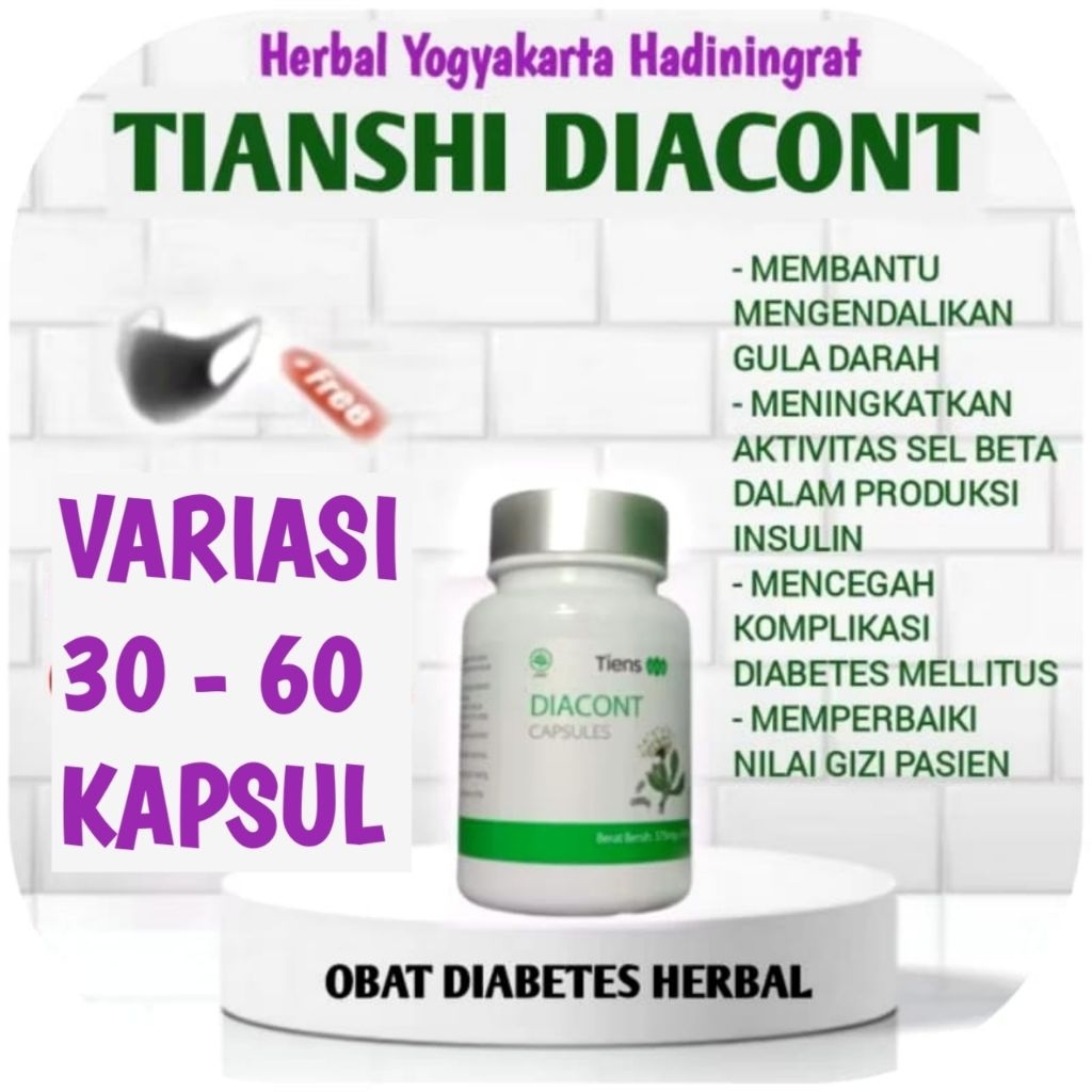 Tiens Tianshi Diacont Herbal Diabetes Melitus Vitamin Diabetes Cina Variasi 30 - 60 Kapsul Obat Diabetes Herbal