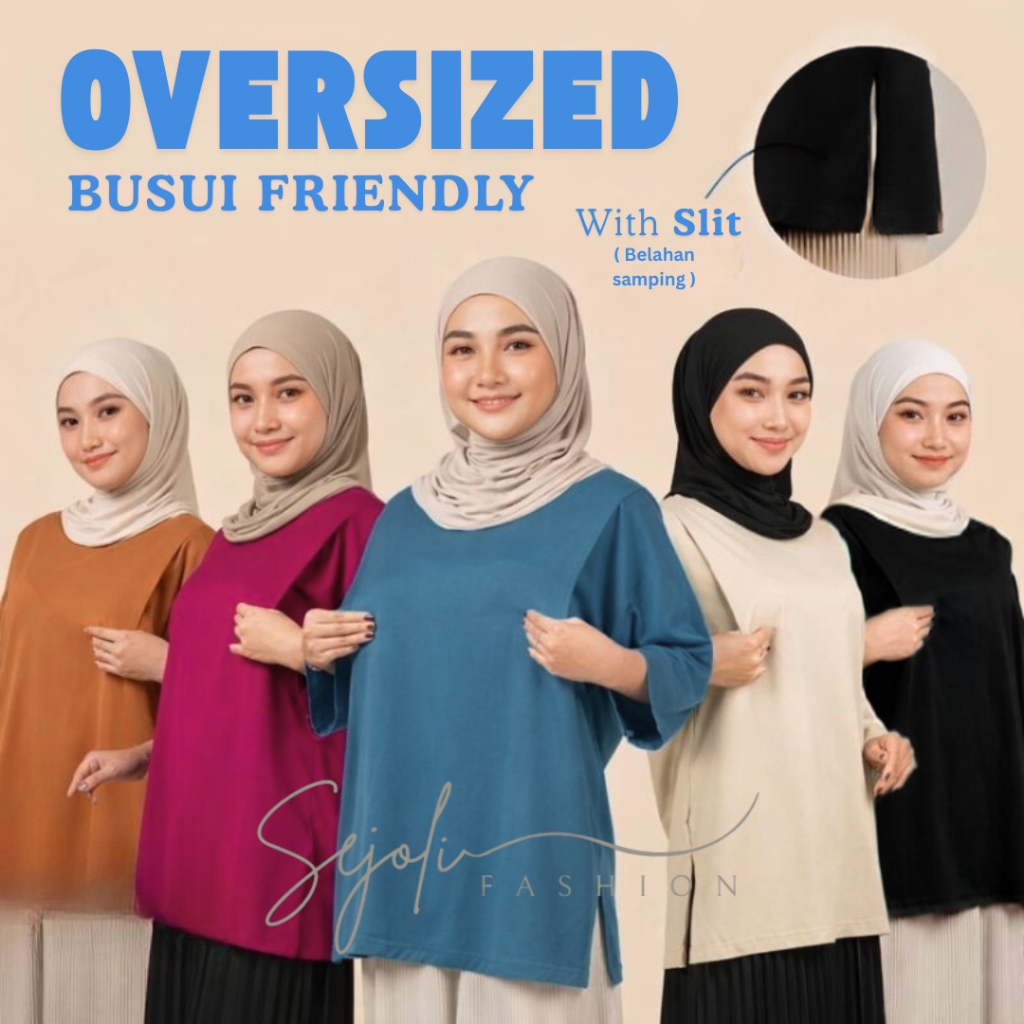 Jual Atasan Wanita Oversize Muslimah | Kaos Lengan 7/8 Busui Friendly ...