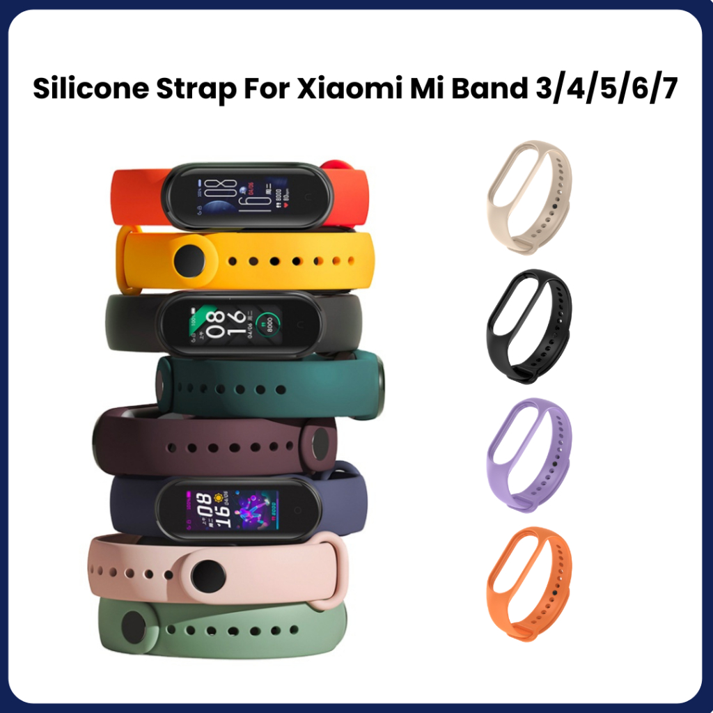 Plain Strap For Xiaomi Mi Band 3 4 5 6 7 Strap Silicone Tali Pengganti untuk Xiaomi Band 3 4 5 6 7
