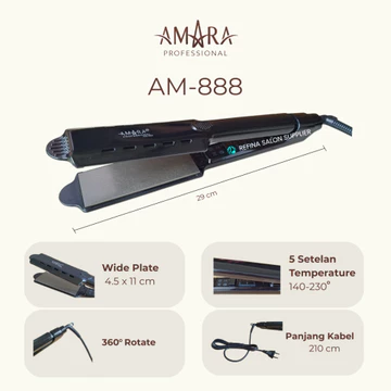 Catokan Rambut AMARA AM 888 Plat Tourmaline Ionic Lurus Curly