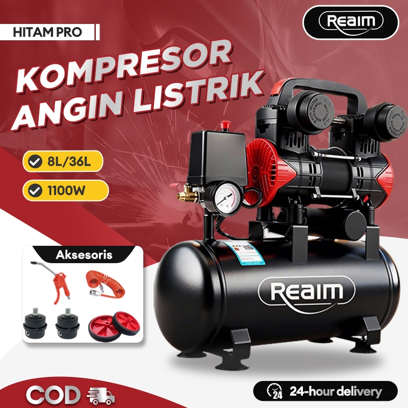 Jual Reaim Kompresor Angin Listrik 1100W Oilless Mesin Pompa Angin ...