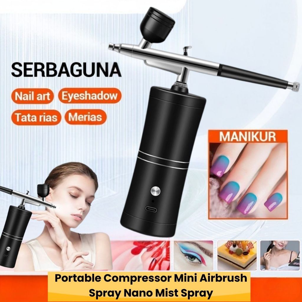 Jual Portable Compressor Mini Airbrush Spray Nano Mist Spray Oxygen ...