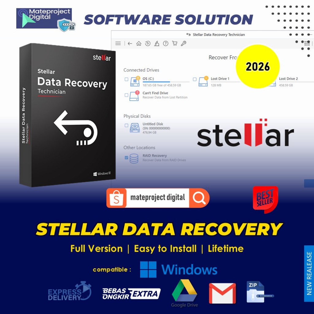 Jual Stellar Data Recovery 2026 Technician Full Software Recovery File ...