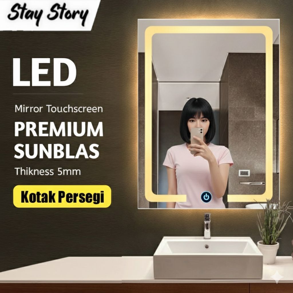 Jual Cermin LED Kotak Premium | Smart Mirror | Nuansa Hotel di Wastafel ...