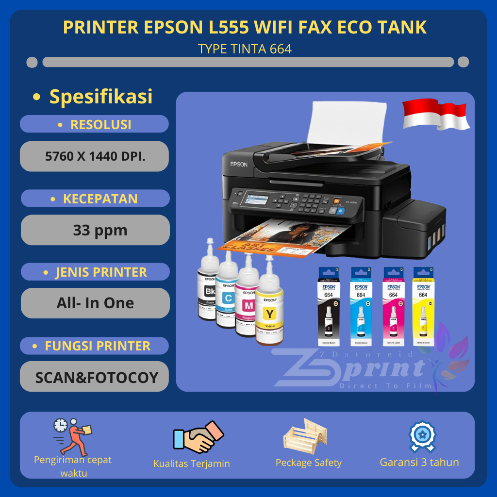 Jual Printer Epson L555 Printer WIFI ADF Scan & Fotocopy FAX | Shopee ...