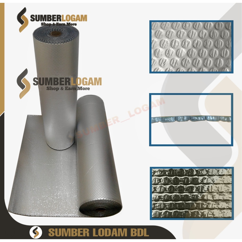 Jual GOSEND Aluminium Foil Bubble Peredam Panas Atap Roll 120cm x ...