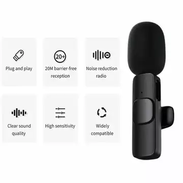 MS K8 Mic Wireless Clip On Konten Kreator Microphone Lavalier HP USB Type C Plug Play