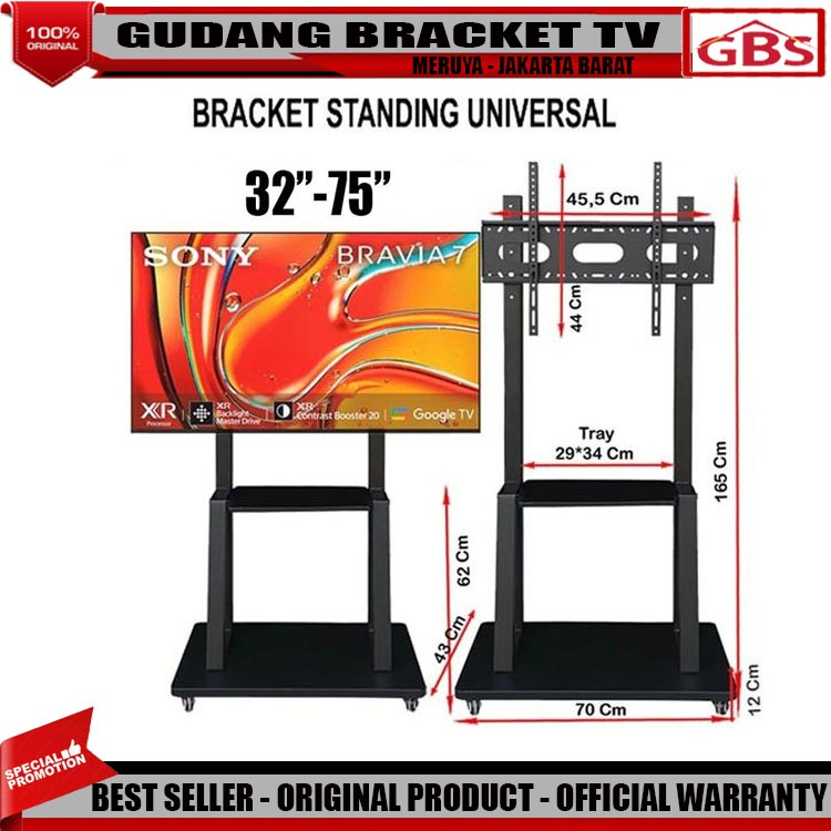 Jual Bracket Standing Tv/Braket tv Standing TV Dorong & Roda Breket ...