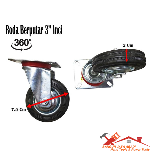 Jual PROMO GROSIR Roda Etalase 3 inch / Roda Trolley Troli Ban Hunter 3 ...