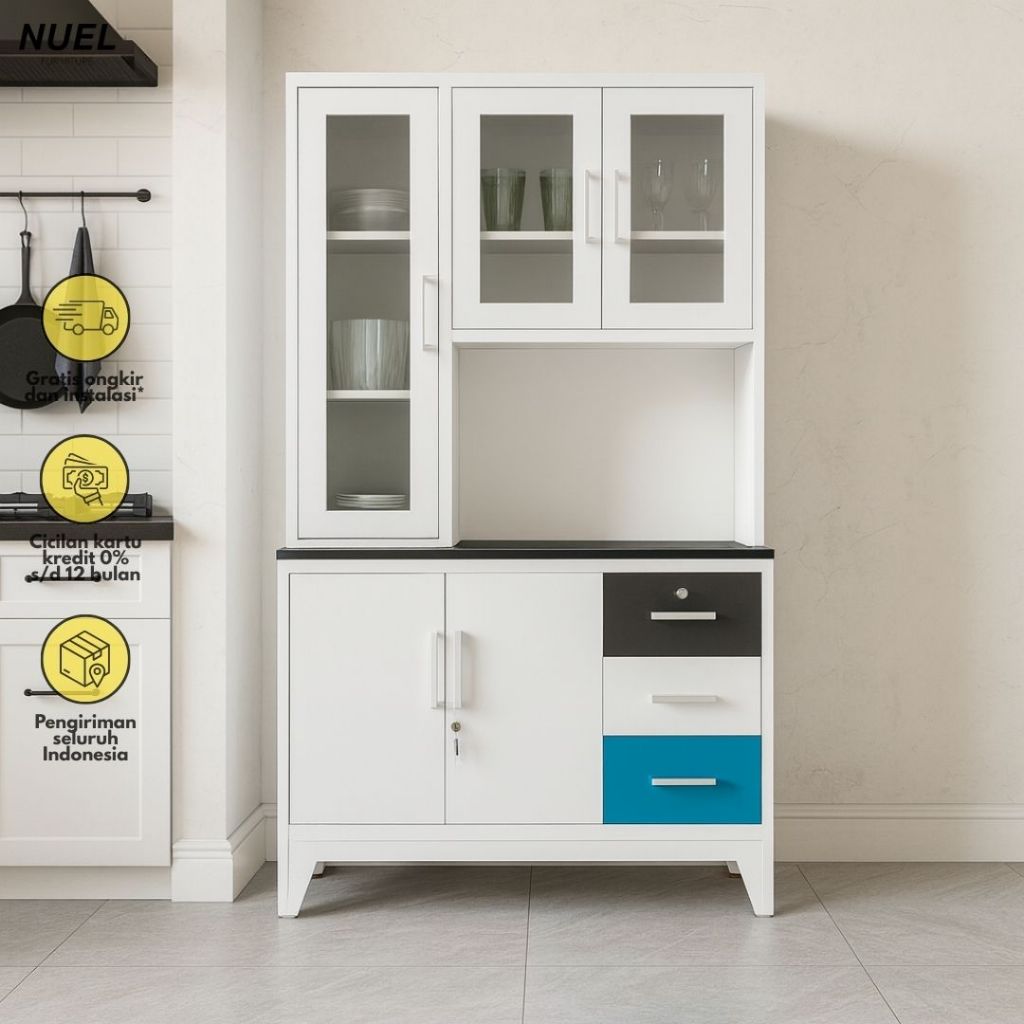 NUEL Kitchen Set / Rak Dapur / Kabinet Lemari Multifungsi Plat Besi 335GW