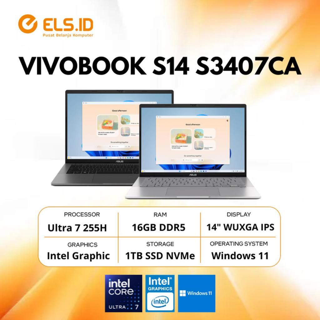 Jual Asus Vivobook S14 S3407CA Core Ultra 7 255H 16GB SSD 1TB 14