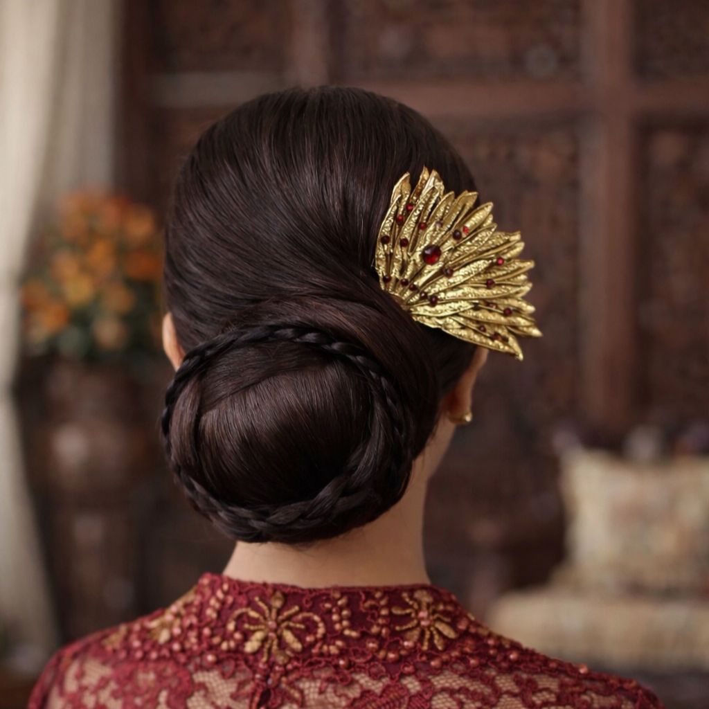 Jual sanggul jedai / jepit bulat keong dome anyam rambut palsu sintesis ...