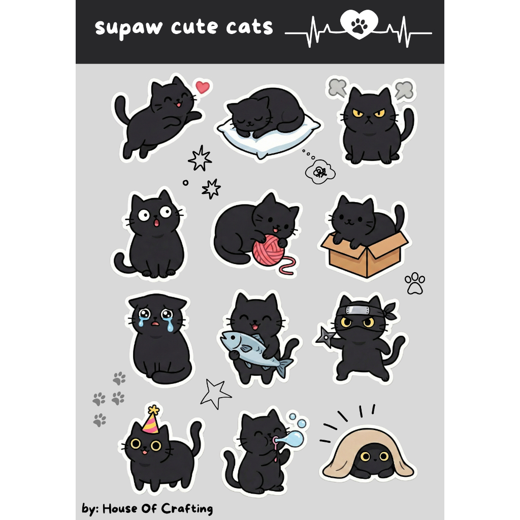 Jual Stiker Kucing Hitam Lucu 