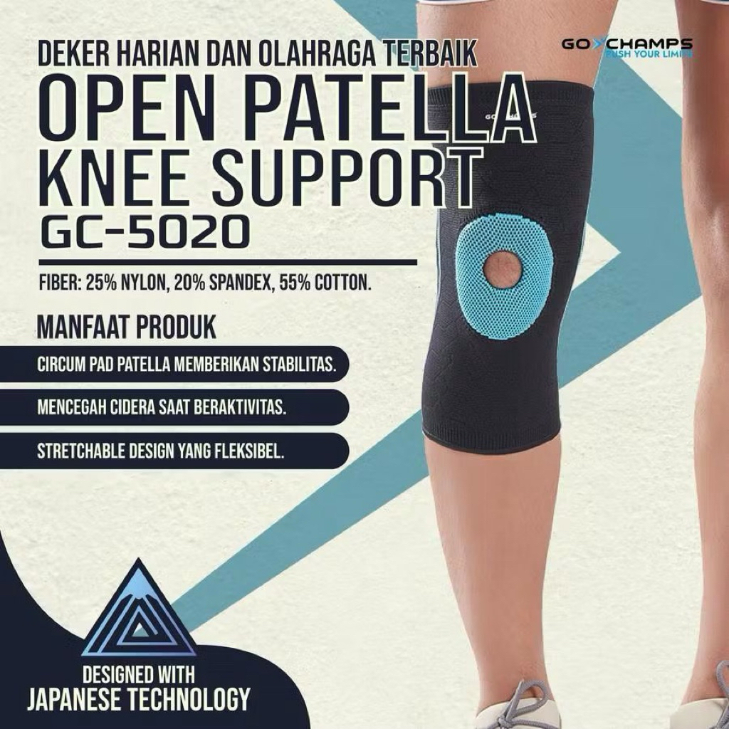 Jual Knee Brace Support Deker Lutut Open Patella GO CHAMPS GC-5020 ...