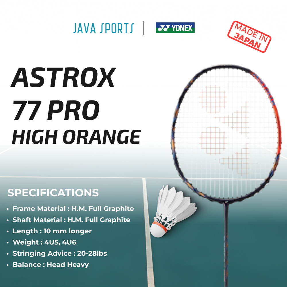 Jual Raket Bulu Tangkis Yonex Astrox 77 Pro High Orange Original 77Pro ...