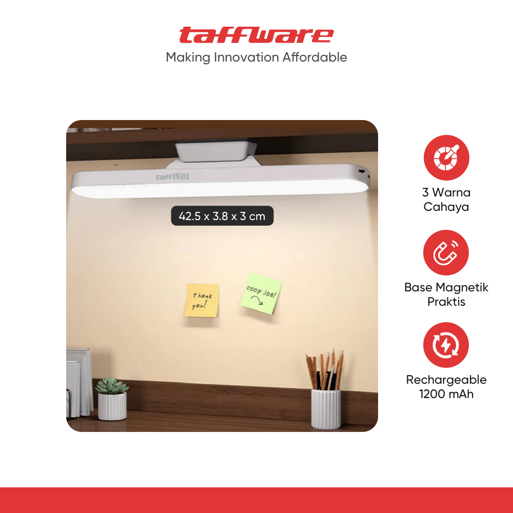 Jual TaffLED Lampu Tempel Magnetic LED 3in1 Color Dimmable Rechargeable ...