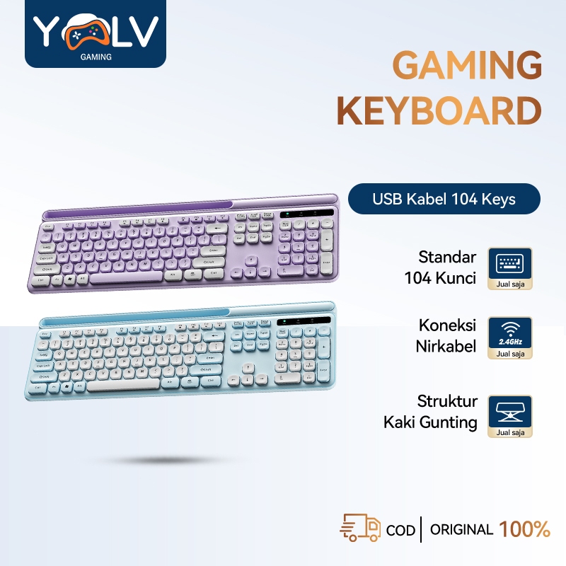 Jual YLV Keyboard Wireless 2.4G 104 Key Full Size Mechanical Feeling ...