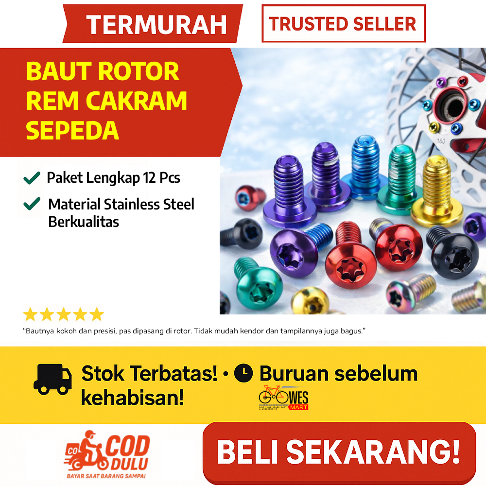 Jual Baut Rotor Rem Cakram Sepeda M5x10mm Stainless Steel T25 – Set 12 ...