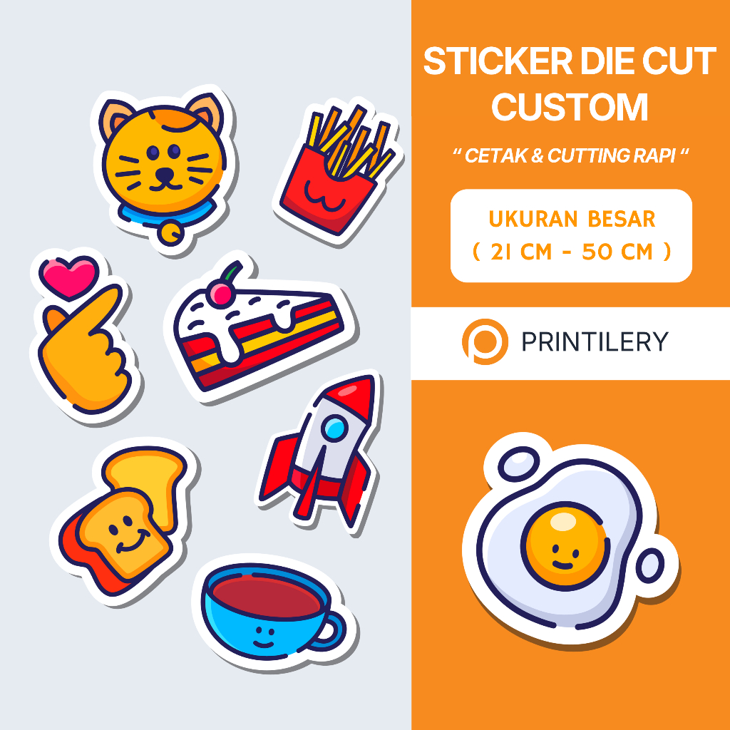 Jual Cetak Die Cut Sticker Custom -- Ukuran Besar ( 21 cm - 50 cm ...