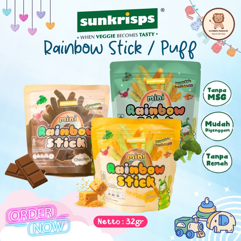 Jual Sunskrips Rainbow Stick Mini Biskuit Stik Pelangi Snack Bayi Sehat ...
