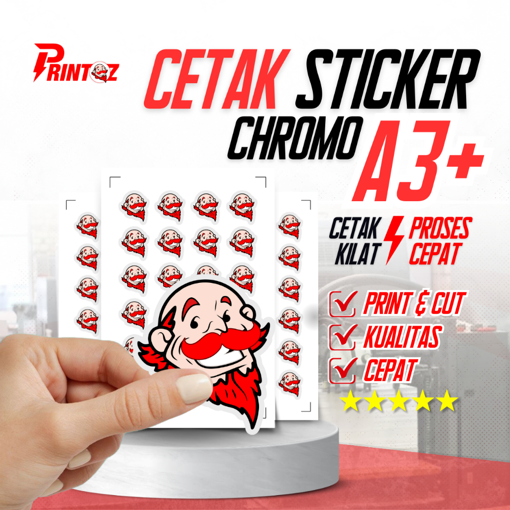 Jual Cetak Sticker Chromo A3+ Custom Sticker Print Sticker A3+ Cutting ...