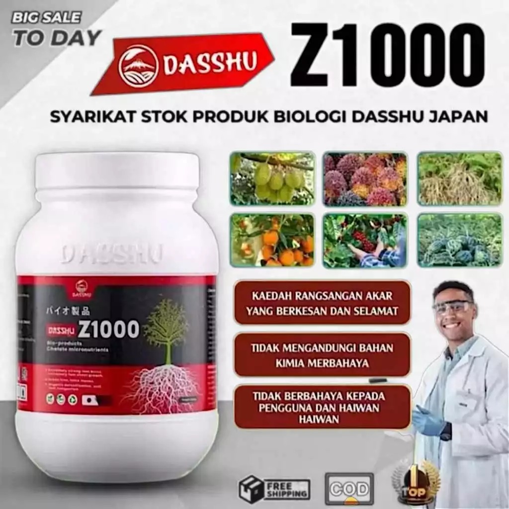 Pupuk DASSHU Z1000 Jepang Organik 500gr Untuk Pertumbuhan Akar Tunas Bunga Buah Daun Tanah