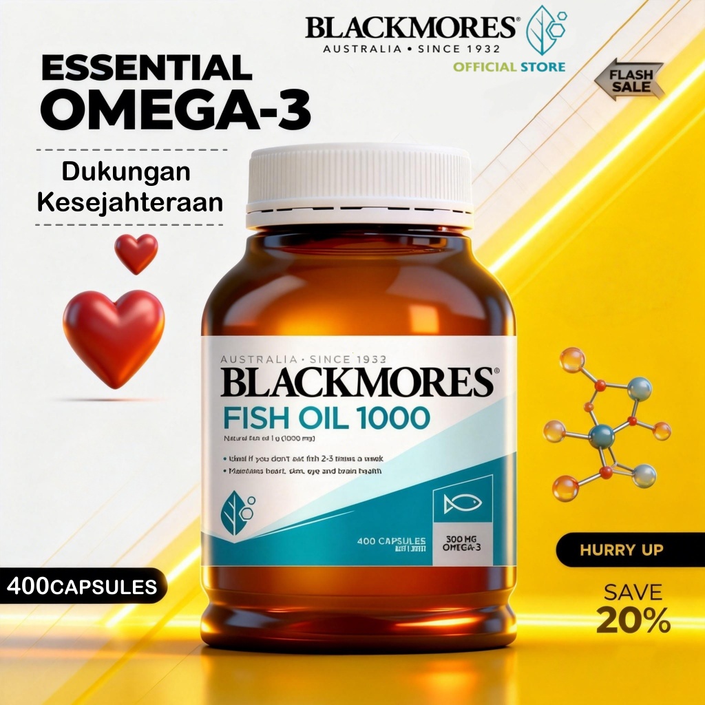Jual {EXP/2028} Blackmores Omega 3 Fish Oil 1000mg 400 Kapsul | Shopee ...