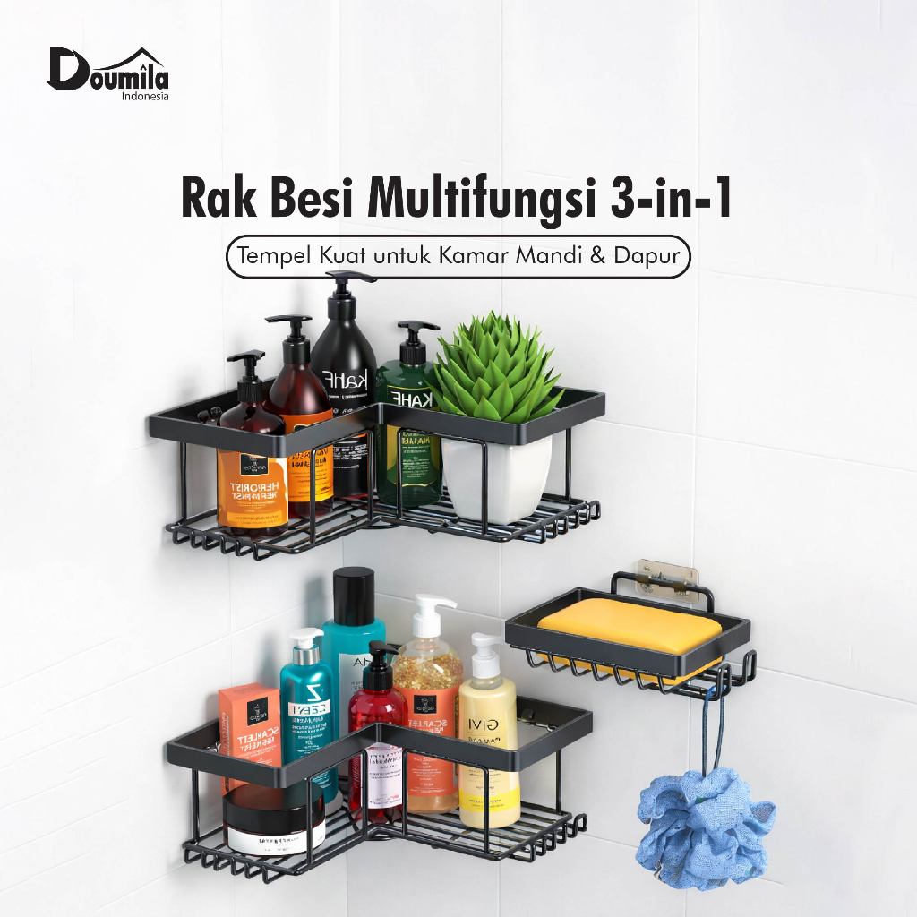 Jual Doumila - Rak Sudut Kamar Mandi Tanpa Bor – Rak Dinding Serbaguna ...