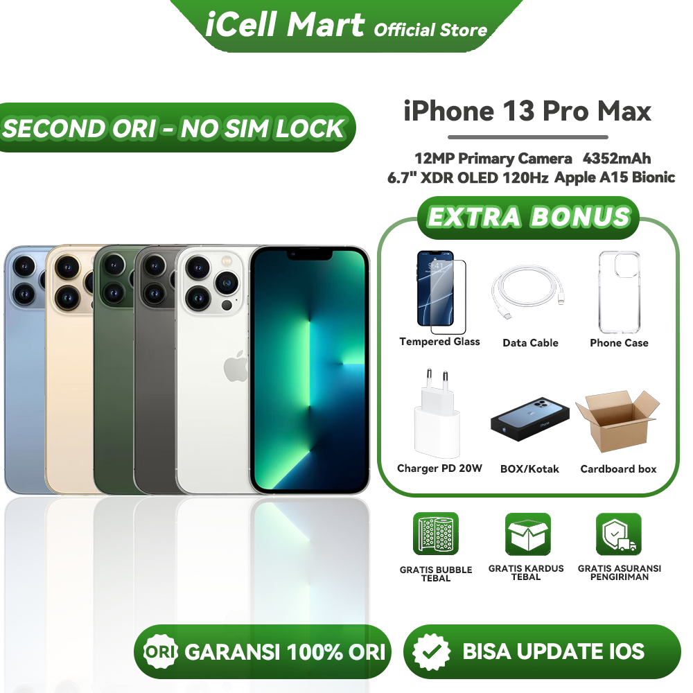 Jual IPHONE 13 PRO MAX 256GB/128GB SECOND IP 13 PRO CELL PHONE FULLSET ...