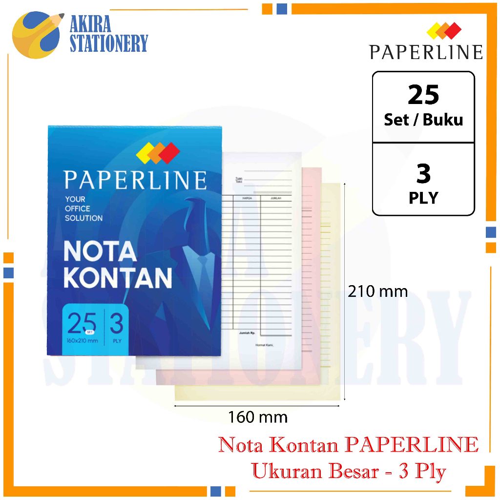 Jual Buku Nota Kontan PAPERLINE B 3 Ply / Bon Rangkap 3 Besar PPL B3 ...