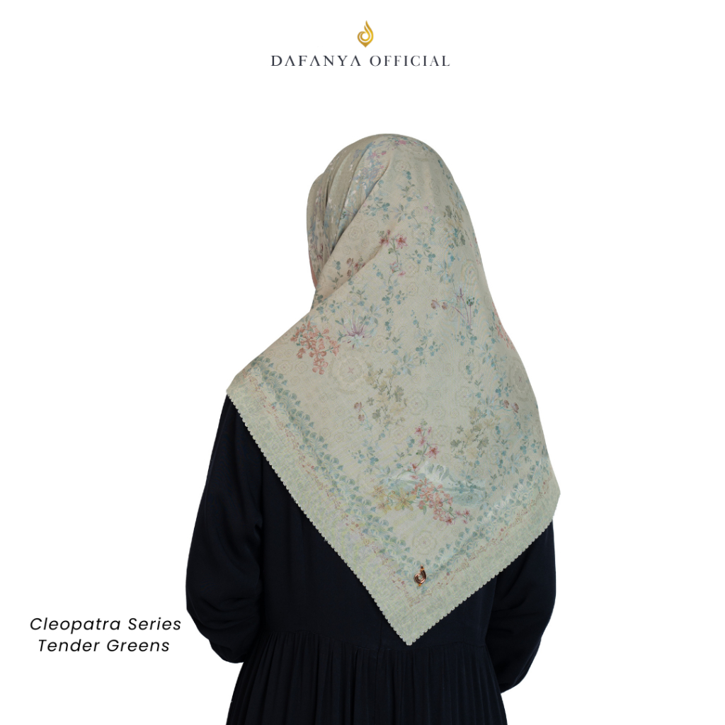 DAFANYA Cleopatra Series Jilbab Motif Floral Kerudung Segi Empat Hijab Scarf Bahan Voal Laser