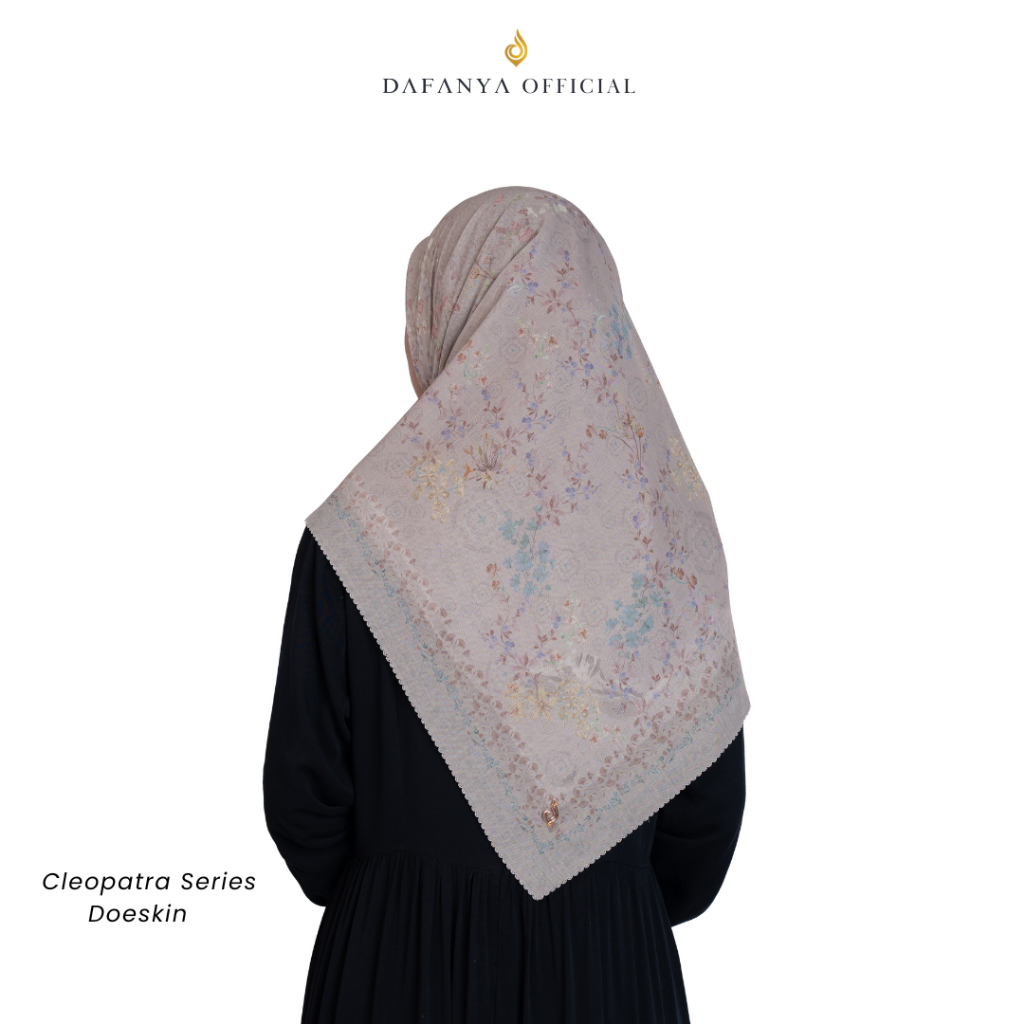 DAFANYA Cleopatra Series Jilbab Motif Floral Kerudung Segi Empat Hijab Scarf Bahan Voal Laser