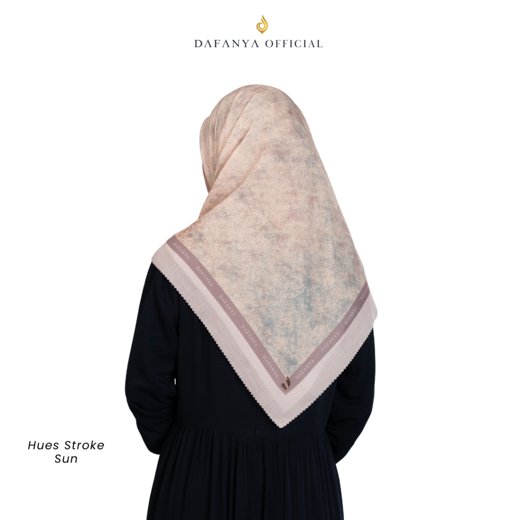 DAFANYA Syari 130x130 Hues Stroke Jilbab Motif Abstrak Kerudung Segi Empat Hijab Scarf Bahan Voal Laser Cut