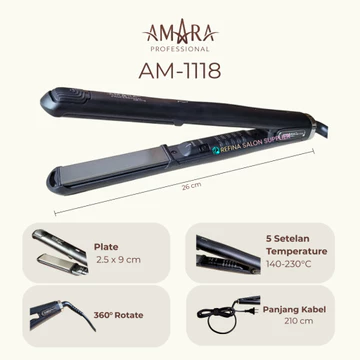 Catokan Rambut AMARA AM 1118 Plat Tourmaline Lurus Curly 2in1 Premium