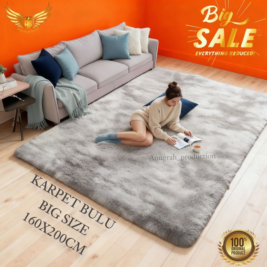 Karpet bulu ukuran besar 200x160x5cm