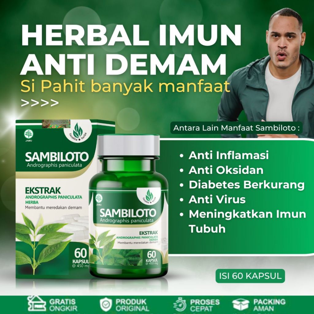 Anti Diabetes Dan Herbal Daya Tahan Tubuh Kapsul Sambiloto Tazakka Isi 60 Kapsul Per Botol BPOM