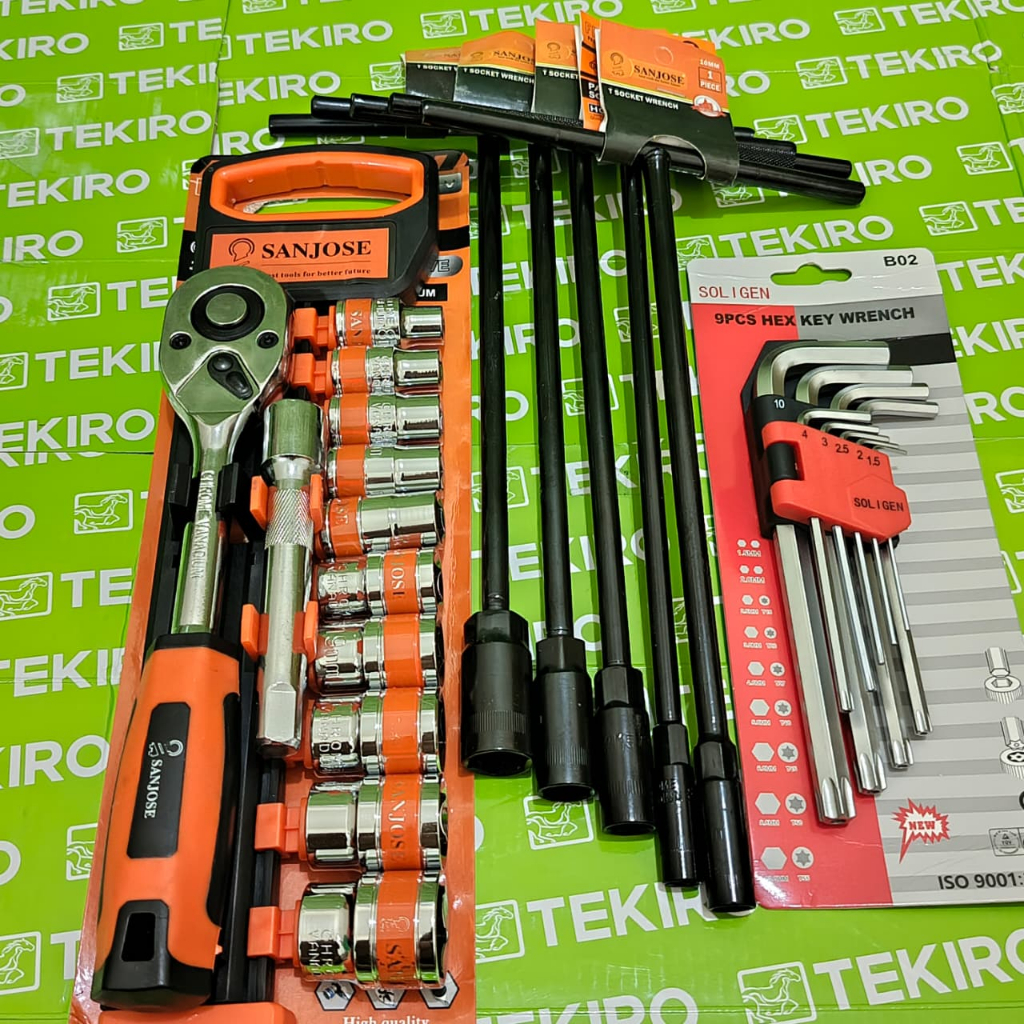 Jual Paket Tool Set 3 Pcs / Kunci Shock Sok Set 12 Pcs 8 - 24mm + Kunci ...