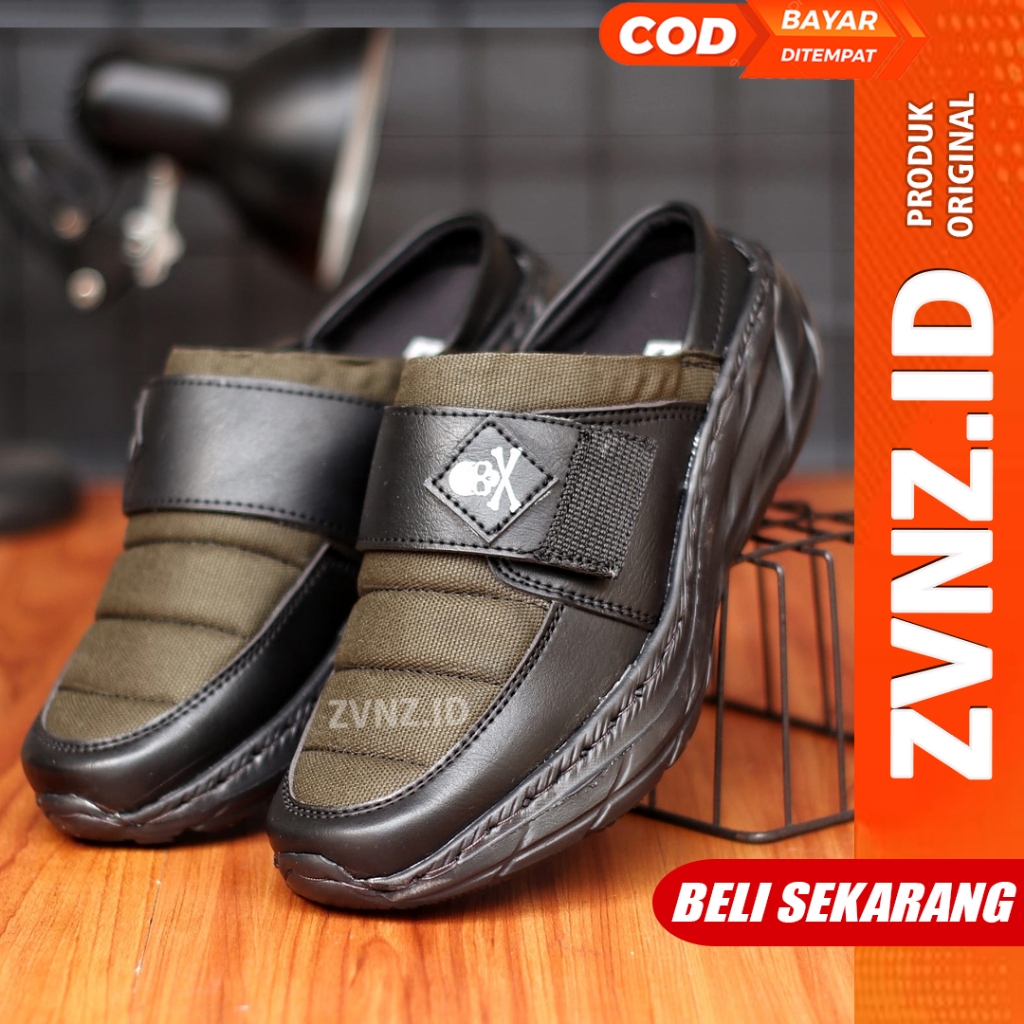 Jual ZVN Skulax Sandal Slop Pria Hitam Skull Bustong Ringan Casual ...