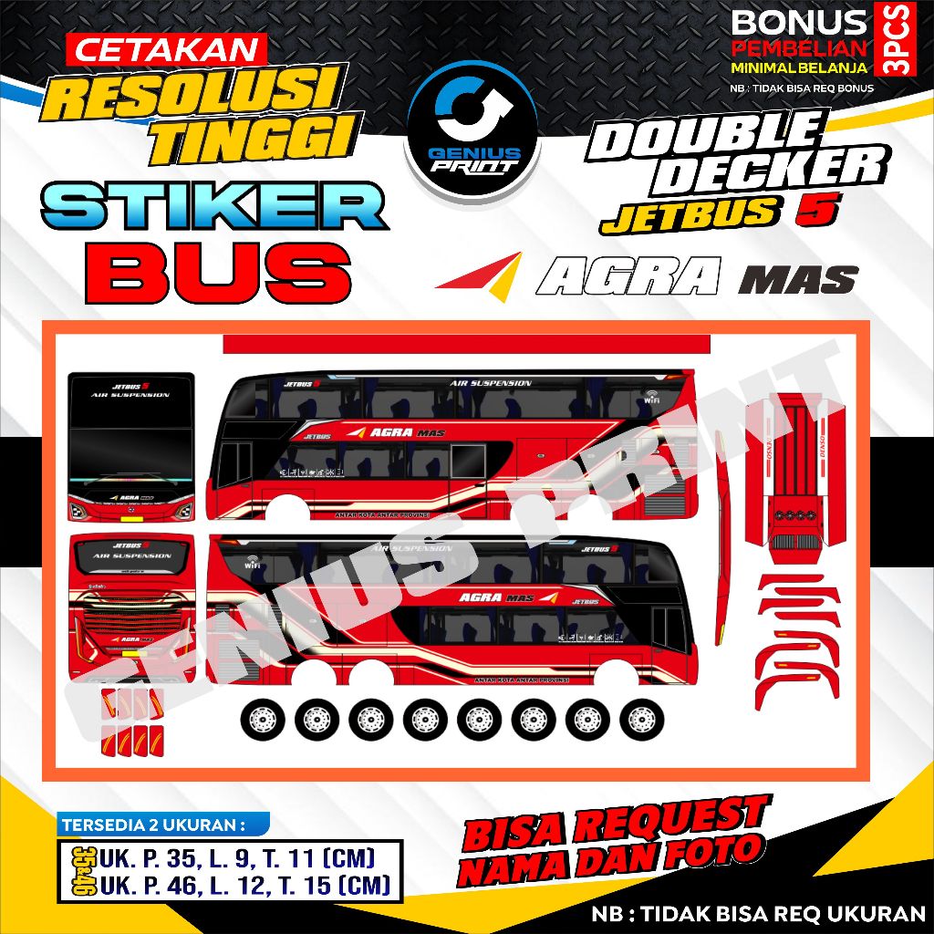 Jual Stiker Miniatur Bus Double Decker [ JETBUS 5 ] Livery Harapan Jaya ...