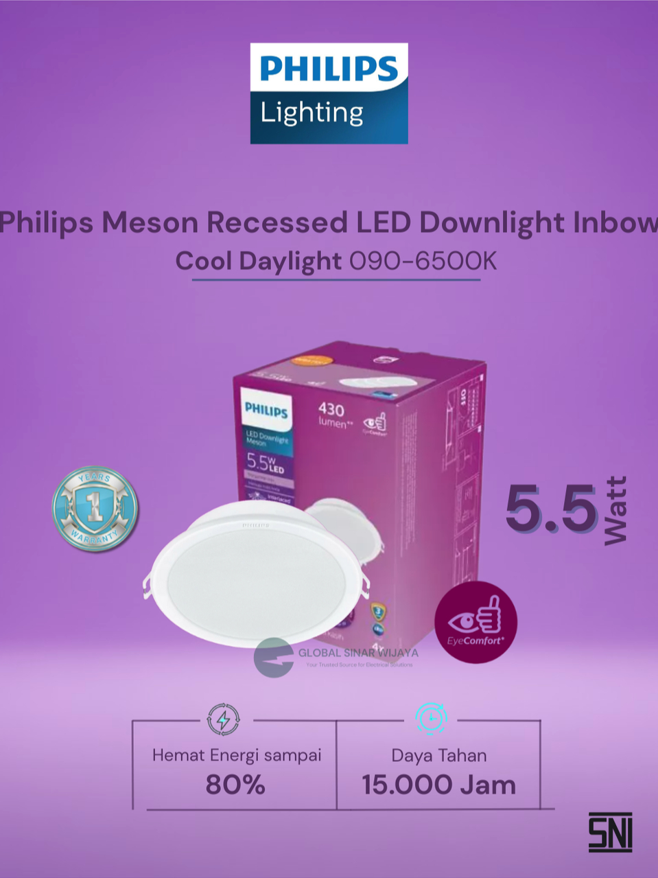 Jual Philips Meson Recessed Downlight Multipack 090 5.5W 65K ID MP Cool ...