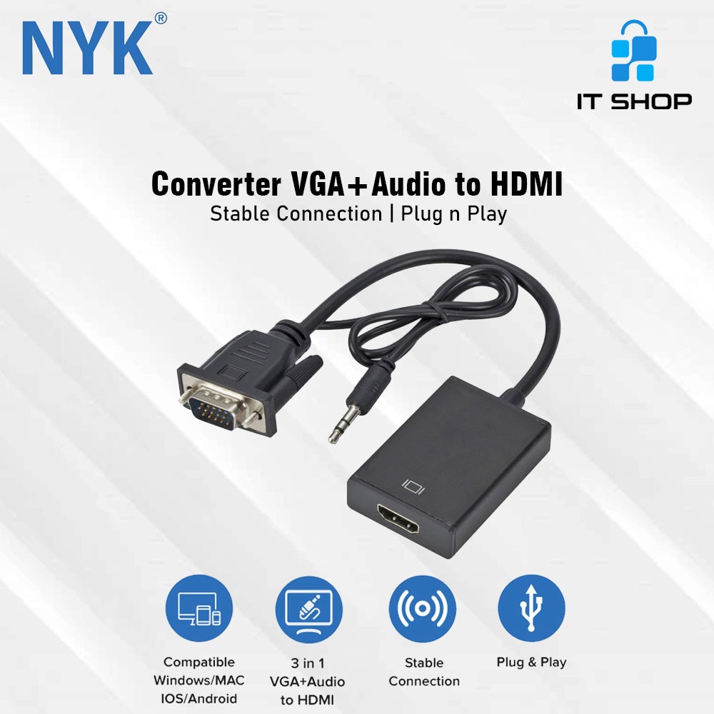 Jual NYK Converter VGA + Audio to HDMI | Shopee Indonesia