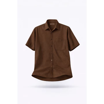 Broodis Kemeja Pendek Polos Coklat Coffee SOFTEE Short MONTY Series Brown Lengan Pendek Slimfit