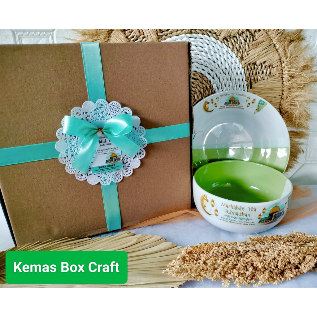 HAMPERS LEBARAN IDUL FITRI MANGKOK + PIRING CUSTOM DECAL FULL COLOUR MURAH (NEW DESAIN)