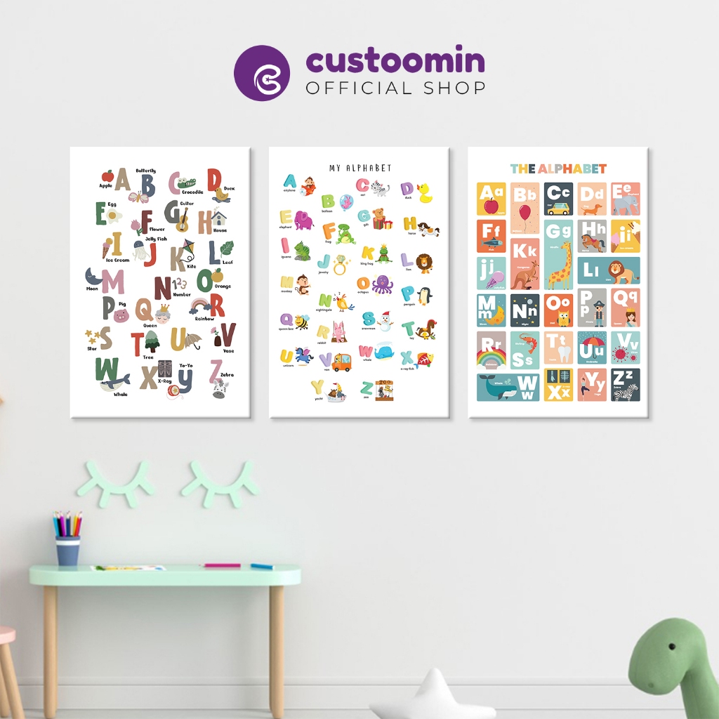 Jual Poster Edukasi Anak #Alphabet Wooden Hanger | Ukuran 32,5x48,8 cm ...