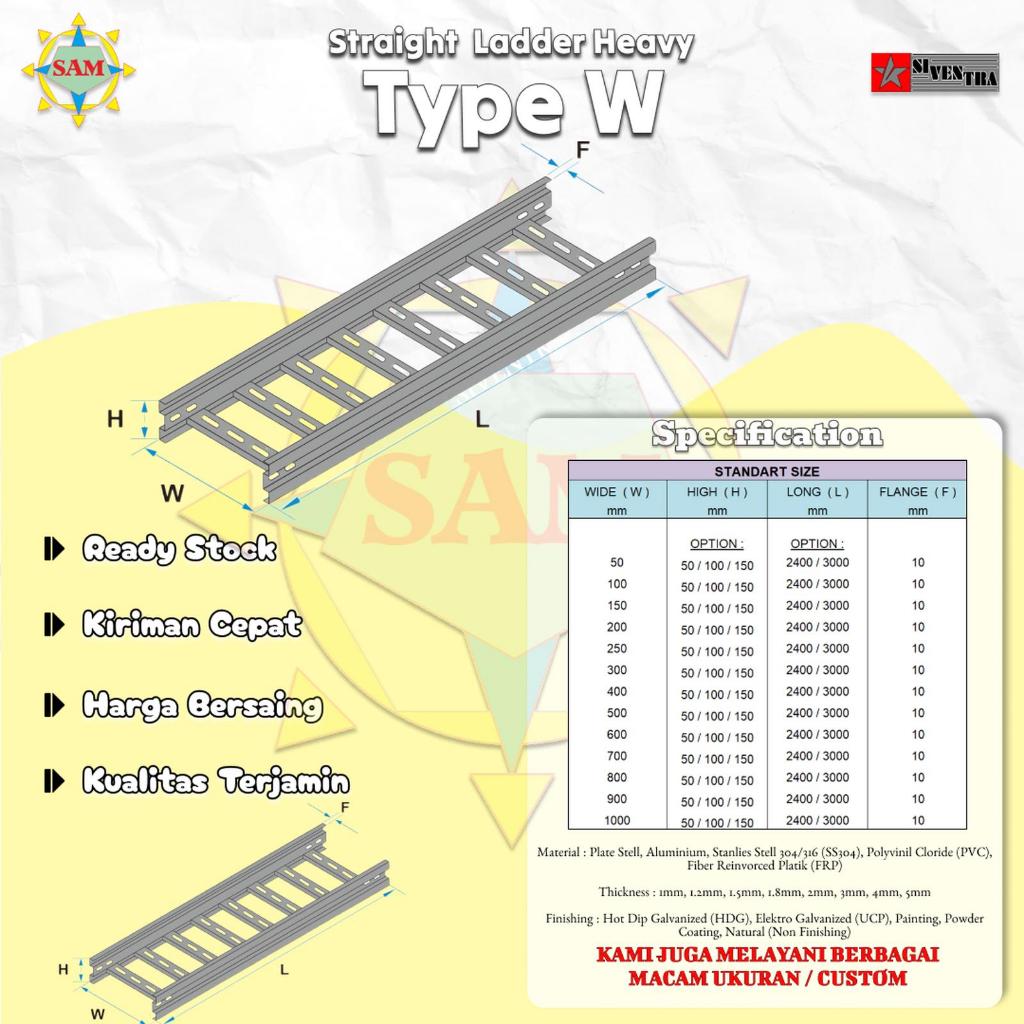 Jual Kabel / Cable Ladder Type W - UCP - W200xH100xL3000mm - Thikness 1 ...